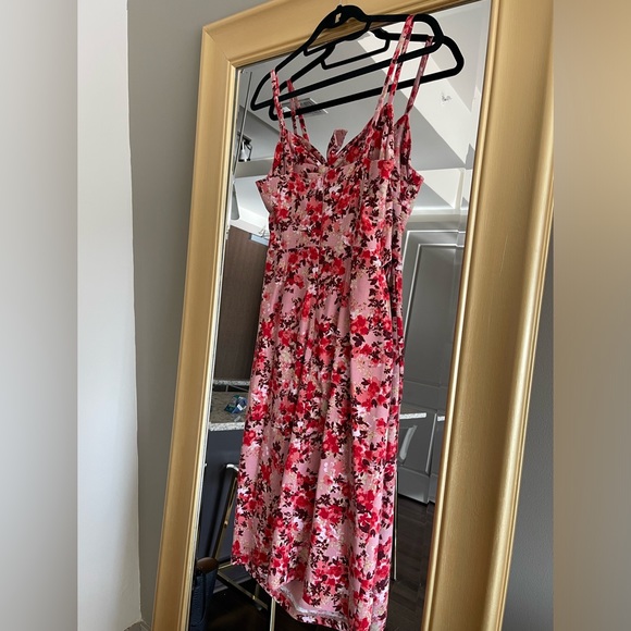 WAYF Victoria Floral Print Tie-Front Cutout Midi Dress Pink - Picture 7 of 8